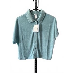 Andie Resortwear Blue Cropped Button-Up Shirt - Size S